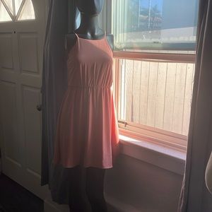 Lush rose peach dress from Nordstrom.pretty, is just below the knee for. 5’3”